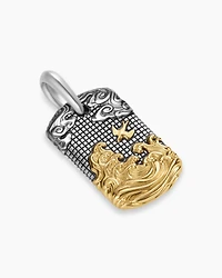 Waves Tag in Sterling Silver with 18K Yellow Gold, 27mm