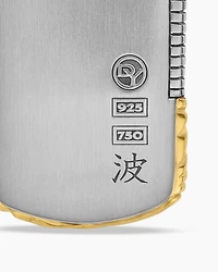 Waves Tag in Sterling Silver with 18K Yellow Gold, 27mm