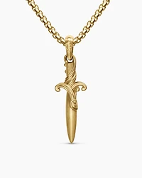 Waves Dagger Amulet in 18K Yellow Gold with Diamonds, 31mm