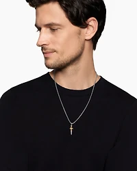 Waves Dagger Amulet in Sterling Silver with 18K Yellow Gold with Diamonds, 31mm