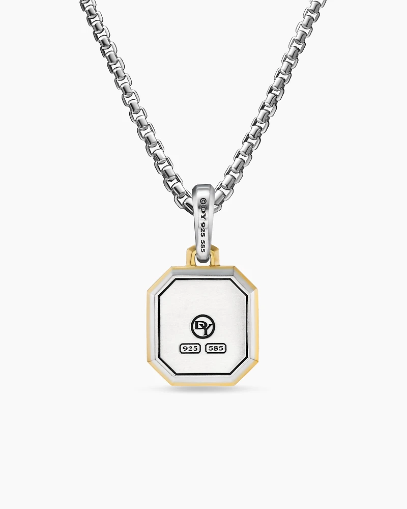 A Initial Amulet in Sterling Silver with 14K Yellow Gold, 17mm