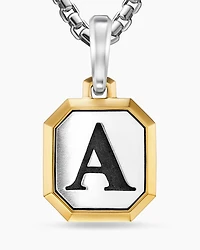 A Initial Amulet in Sterling Silver with 14K Yellow Gold, 17mm