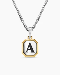 A Initial Amulet in Sterling Silver with 14K Yellow Gold, 17mm