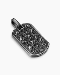 Pyramid Tag in Black Titanium with Black Diamonds, 35mm