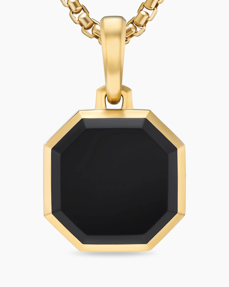 Faceted Stone Amulet in 18K Yellow Gold with Black Onyx, 16mm