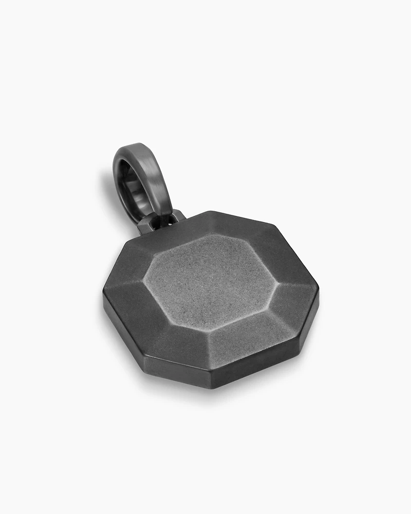 Faceted Stone Amulet in Black Titanium, 16mm
