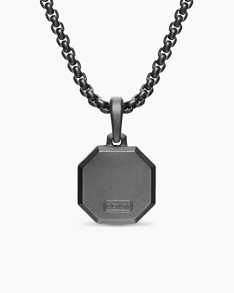 Faceted Stone Amulet in Black Titanium, 16mm