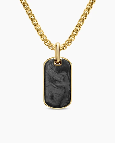 Streamline® Tag in 18K Yellow Gold with Forged Carbon, 21.2mm