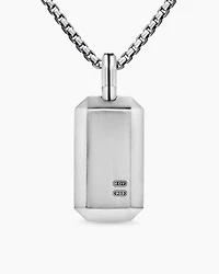 Octagonal Tag in Sterling Silver with Black Diamonds, 27mm
