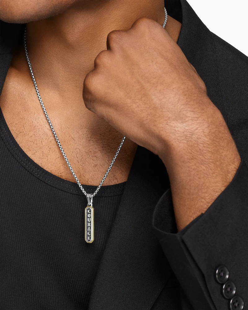 Courage Amulet in Sterling Silver with 14K Yellow Gold, 35mm