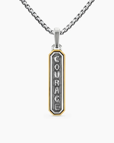 Courage Amulet in Sterling Silver with 14K Yellow Gold, 35mm