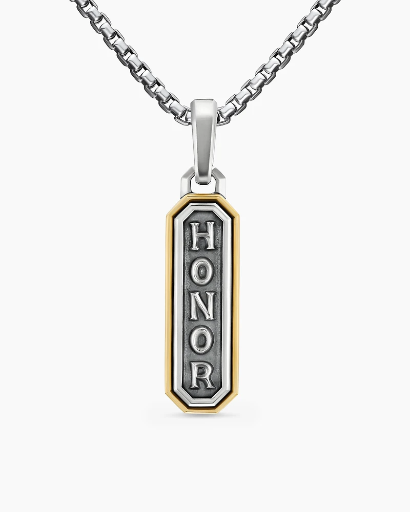 Honor Amulet in Sterling Silver with 14K Yellow Gold, 27mm