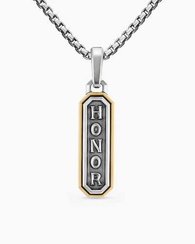 Honor Amulet in Sterling Silver with 14K Yellow Gold, 27mm