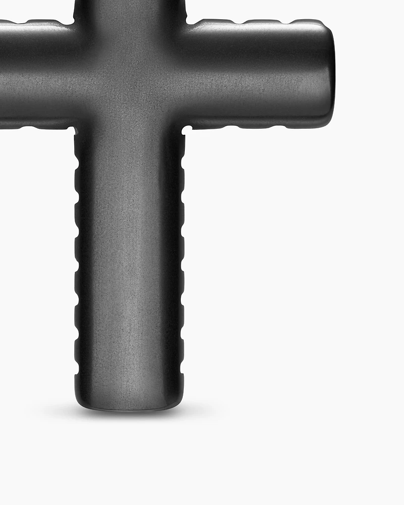 Chevron Cross Pendant in Black Titanium with Diamonds, 36mm