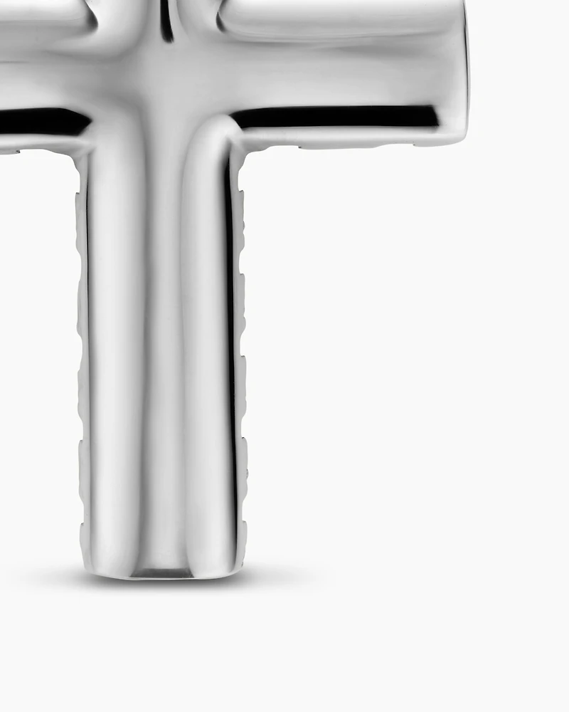 Chevron Cross Pendant in Sterling Silver with Black Diamonds, 36mm