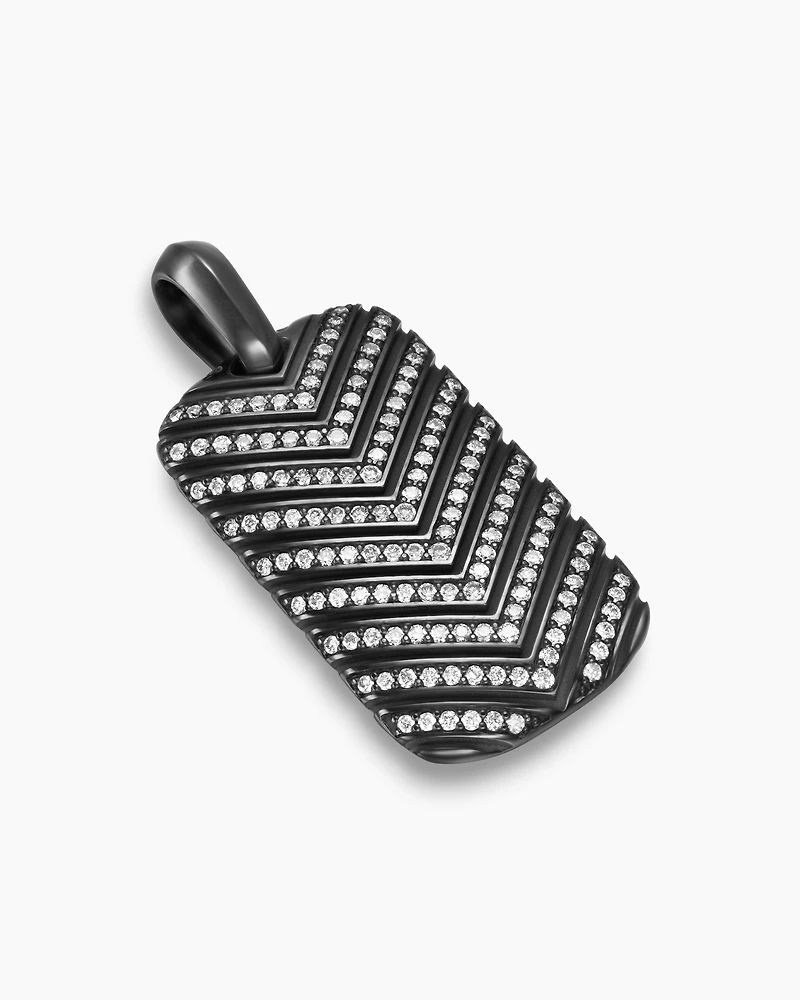 Chevron Tag in Black Titanium with Diamonds