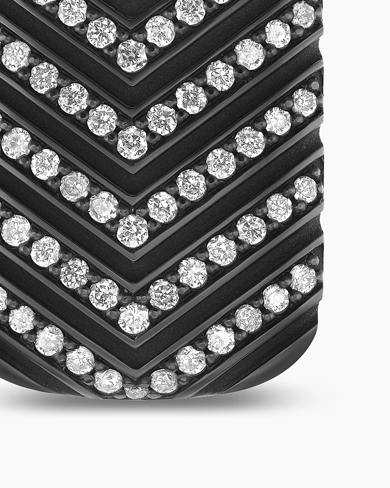 Chevron Tag in Black Titanium with Diamonds