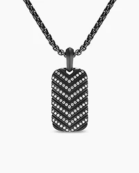 Chevron Tag in Black Titanium with Diamonds