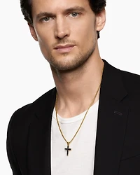 Cross Amulet in 18K Yellow Gold with Forged Carbon