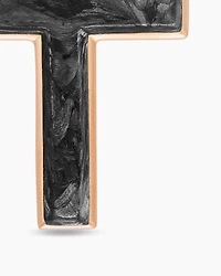 Cross Amulet in 18K Rose Gold with Forged Carbon, 24mm