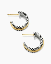 Cable Collectibles® Huggie Hoop Earrings in Sterling Silver with 14K Yellow Gold, 15.6mm