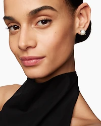 Pearl Stud Earrings in Sterling Silver with Pearls and Diamonds