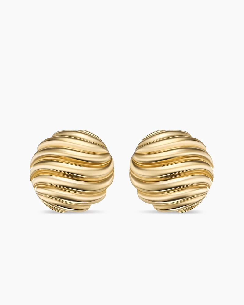 Sculpted Cable Stud Earrings in 18K Yellow Gold