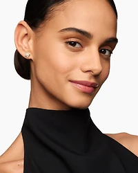 Cable Pearl Stud Earrings in 18K Yellow Gold with Diamonds, 7.4mm