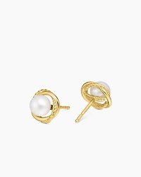 Infinity Pearl Stud Earrings in 18K Yellow Gold, 10mm