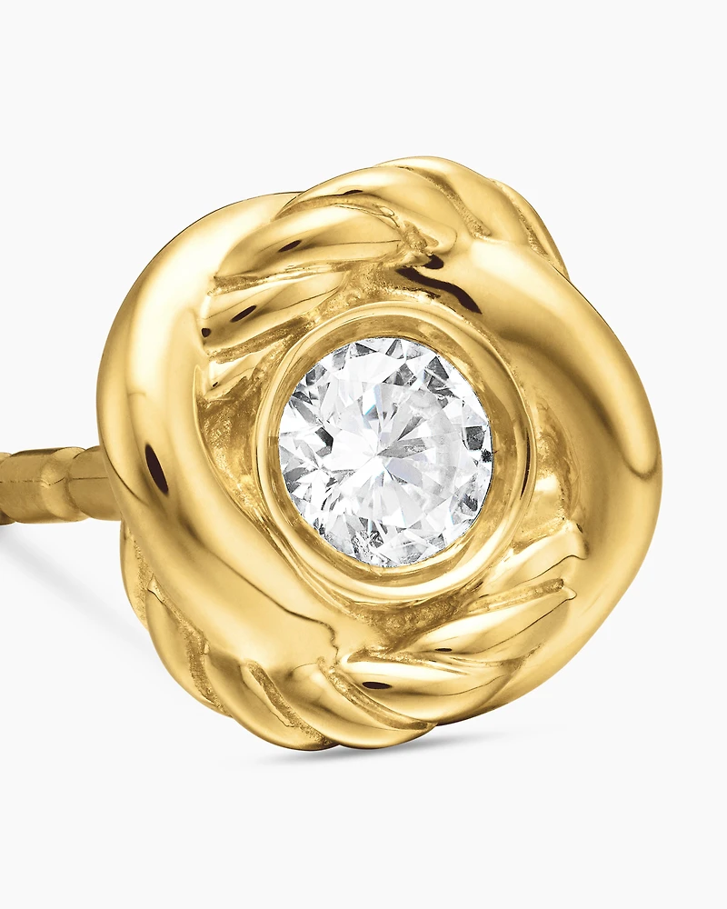 Infinity Stud Earrings in 18K Yellow Gold with Diamonds, 6.8mm