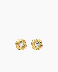 Infinity Stud Earrings in 18K Yellow Gold with Diamonds, 6.8mm