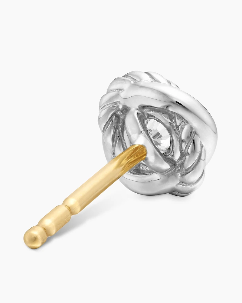Infinity Stud Earrings with Diamonds, 6.8mm