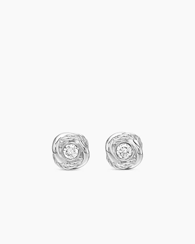 Infinity Stud Earrings with Diamonds, 6.8mm