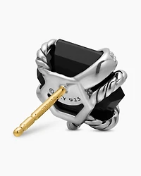 Cable Wrap Stud Earrings in Sterling Silver with Black Onyx and Diamonds, 11mm