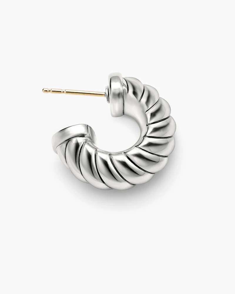 Sculpted Cable Shrimp Earrings in Sterling Silver, 20.5mm