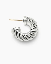 Sculpted Cable Shrimp Earrings in Sterling Silver, 20.5mm