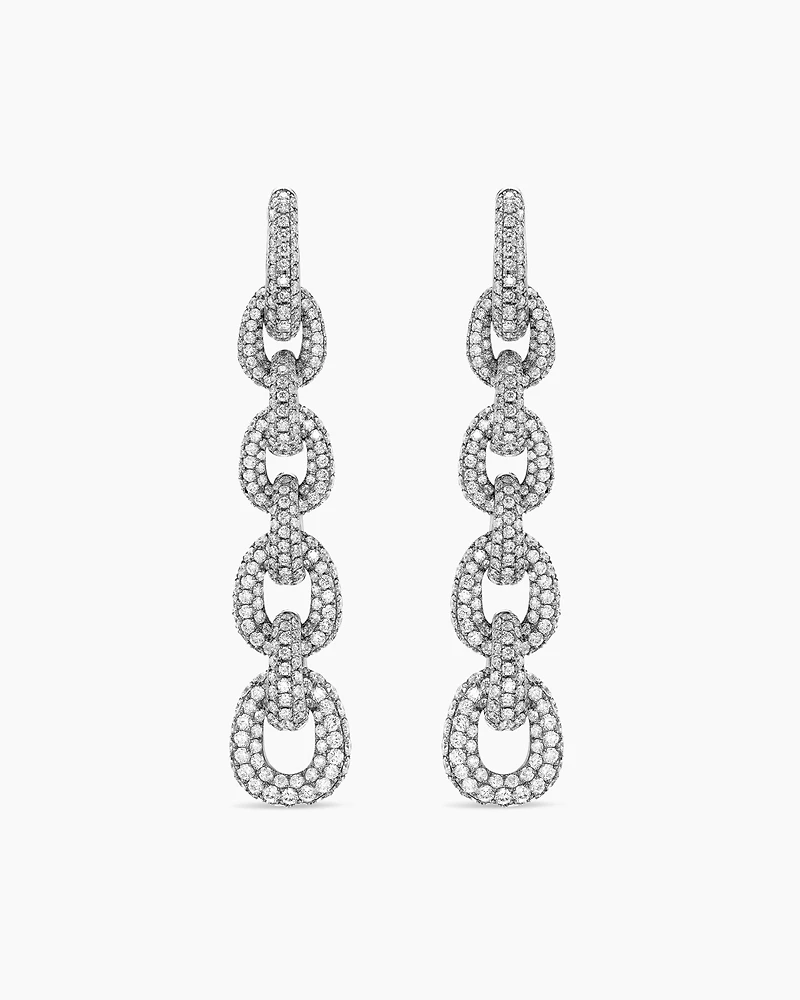 Solari Chain Drop Earring in 18K White Gold with Diamonds