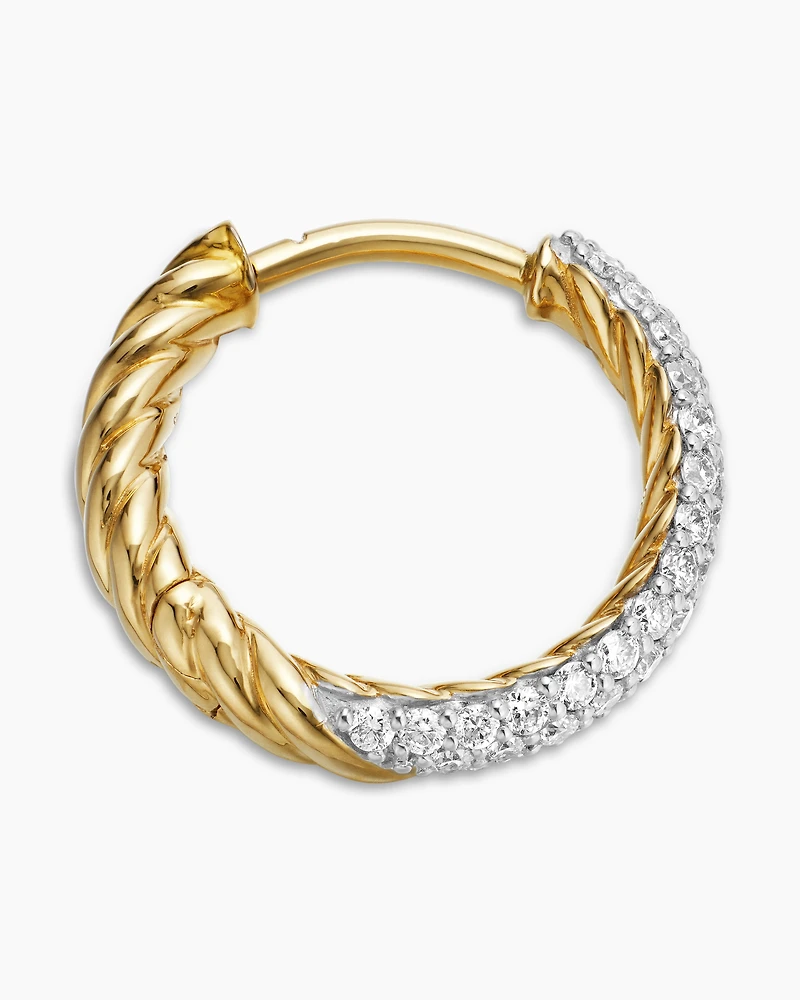 Petite Infinity Huggie Hoop Earrings in 18K Yellow Gold with Diamonds, 3mm