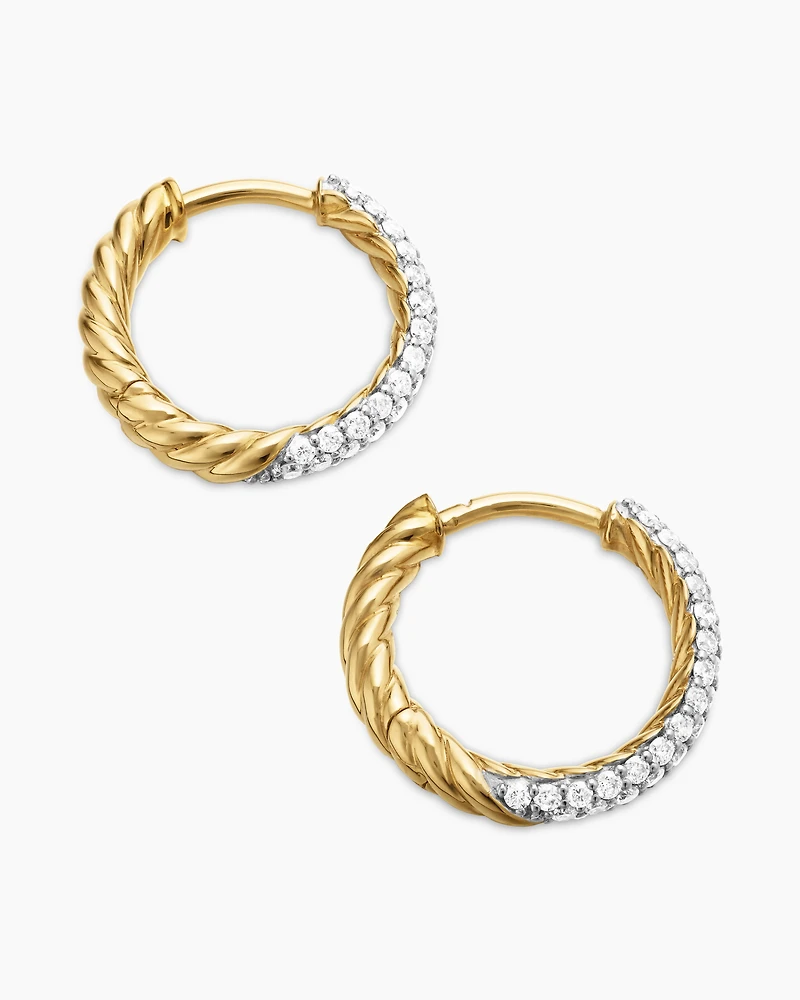 Petite Infinity Huggie Hoop Earrings in 18K Yellow Gold with Diamonds, 3mm