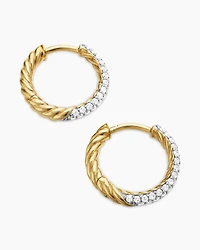 Petite Infinity Huggie Hoop Earrings in 18K Yellow Gold with Diamonds, 3mm