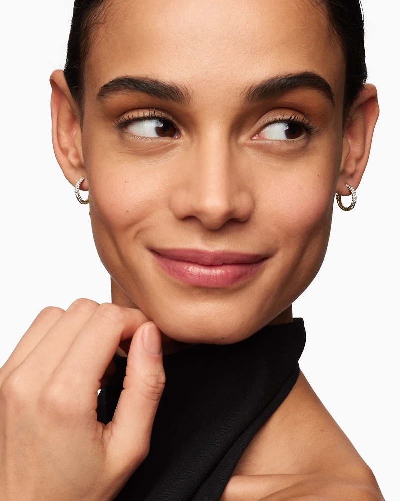 Petite Infinity Huggie Hoop Earrings in 18K Yellow Gold with Diamonds, 3mm