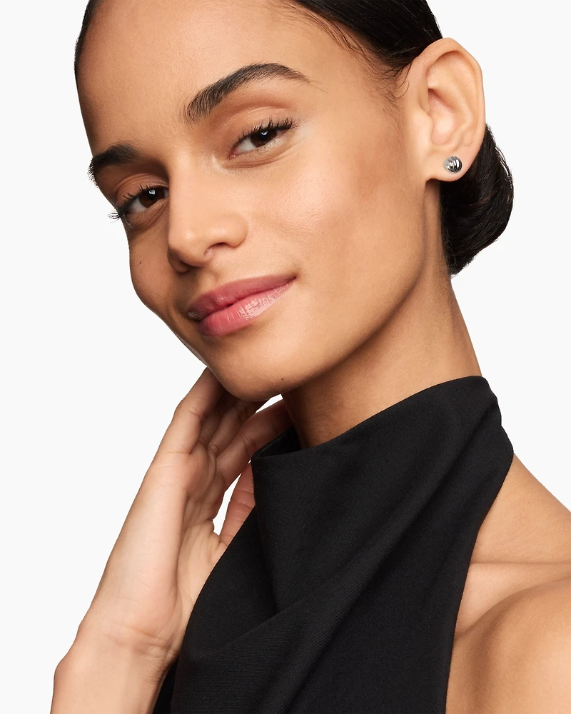 Sculpted Cable Stud Earrings in Sterling Silver, 8mm