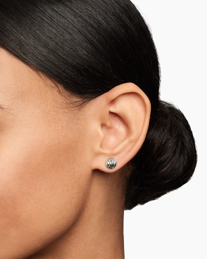 Sculpted Cable Stud Earrings in Sterling Silver, 8mm