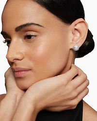Albion® Stud Earrings in Sterling Silver with Pavé Diamonds, 7mm