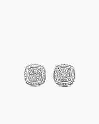 Albion® Stud Earrings in Sterling Silver with Pavé Diamonds, 7mm