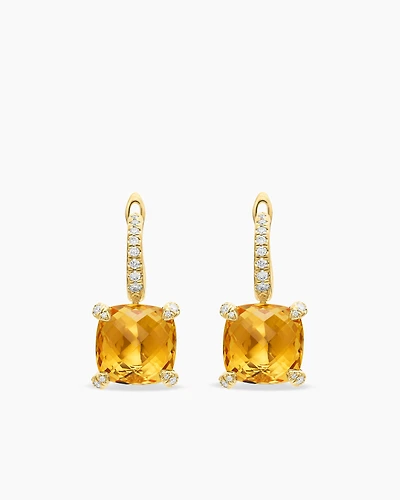 Chatelaine Drop Earrings in 18K Yellow Gold with Diamonds, 11mm