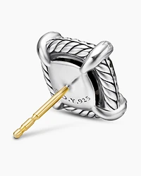 Chatelaine® Pavé Bezel Stud Earrings in Sterling Silver with Black Onyx and Diamonds, 9mm