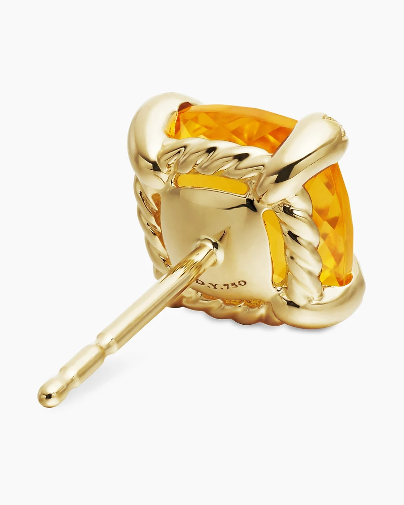 Chatelaine® Stud Earrings in 18K Yellow Gold with Citrine and Diamonds, 8mm