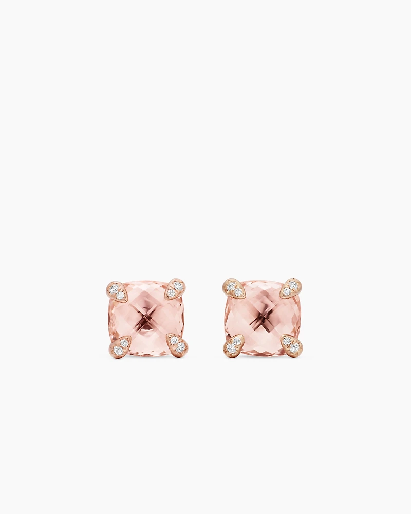 Petite Chatelaine Stud Earrings with 18K Rose Gold and Diamonds, 5mm