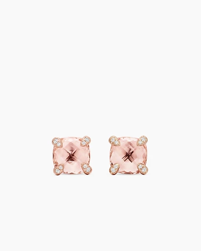 Petite Chatelaine Stud Earrings with 18K Rose Gold and Diamonds, 5mm